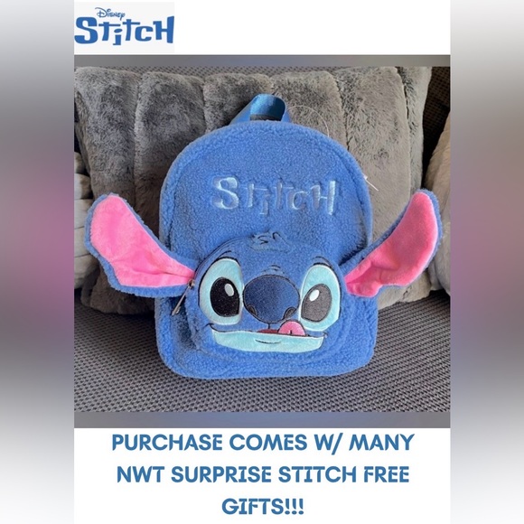 NWT! STITCH BACKPACK! SOFT & COMFY! LOADED WITH FREE NWT STITCH ITEMS! - Picture 1 of 3